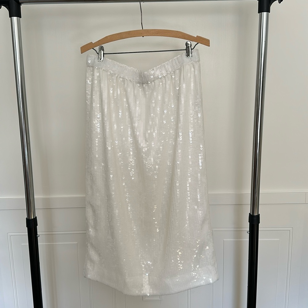 J. Crew Collection White Sequin Skirt